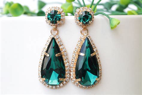 emerald chanel earrings|emerald green earrings etsy.